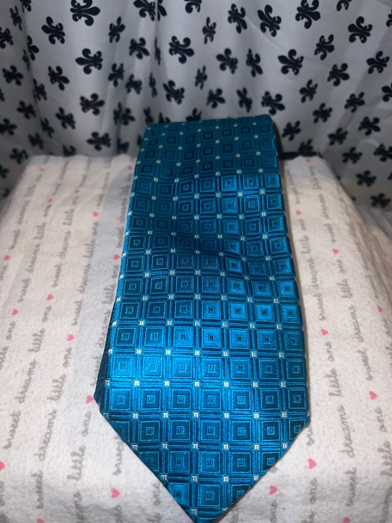 Donalp J.Trump Men's Teal Geometric Silk Tie - Classic Formal Accessory